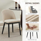 Wooden Dining Chairs Set of 4,Upholstered Kitchen Dining Room Chairs with Curved Backrest and Wood Leg,Modern Fabric Farmhouse Dinner Chair for Restaurant/Cafe,Beige