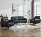 TYBOATLE Sofa Couch 61" Small Loveseat Couches for Living Room Leather Couch Mid Century Modern Tufted Mini Sofa Comfy Office 2 Seat Settee Love Seat for Small Spaces Bedroom (3, Black)