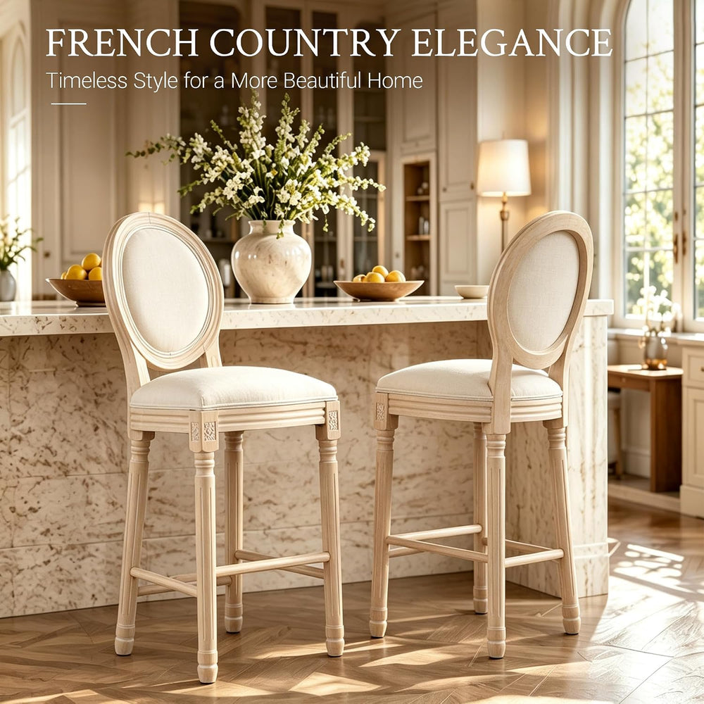 French Country Bar Stools Set of 2, 26" Counter Height Barstools