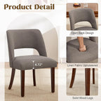 Dining Chairs Set of 2,Modern Dining Room Chairs with Thick Cushions,Upholstered Linen Fabric Kitchen Chairs for Kitchen Dining Room Brown