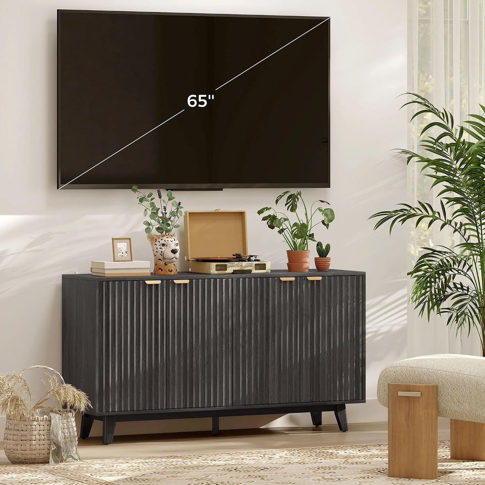 HOMCOM Fluted Sideboard Buffet Cabinet, 55" Modern Accent Console Cabine...