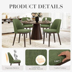 COLAMY Upholstered Dining Chairs Set of 6, Modern Kitchen Chairs with Back, Fabric Side Chair with Wood Legs for Dining Room Kitchen Restaurant, Green