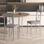 VECELO Metal Dining Chairs Set of 4, Steel Legs and PU Leather Cushion Seats for Kitchen, Living Room, Grey