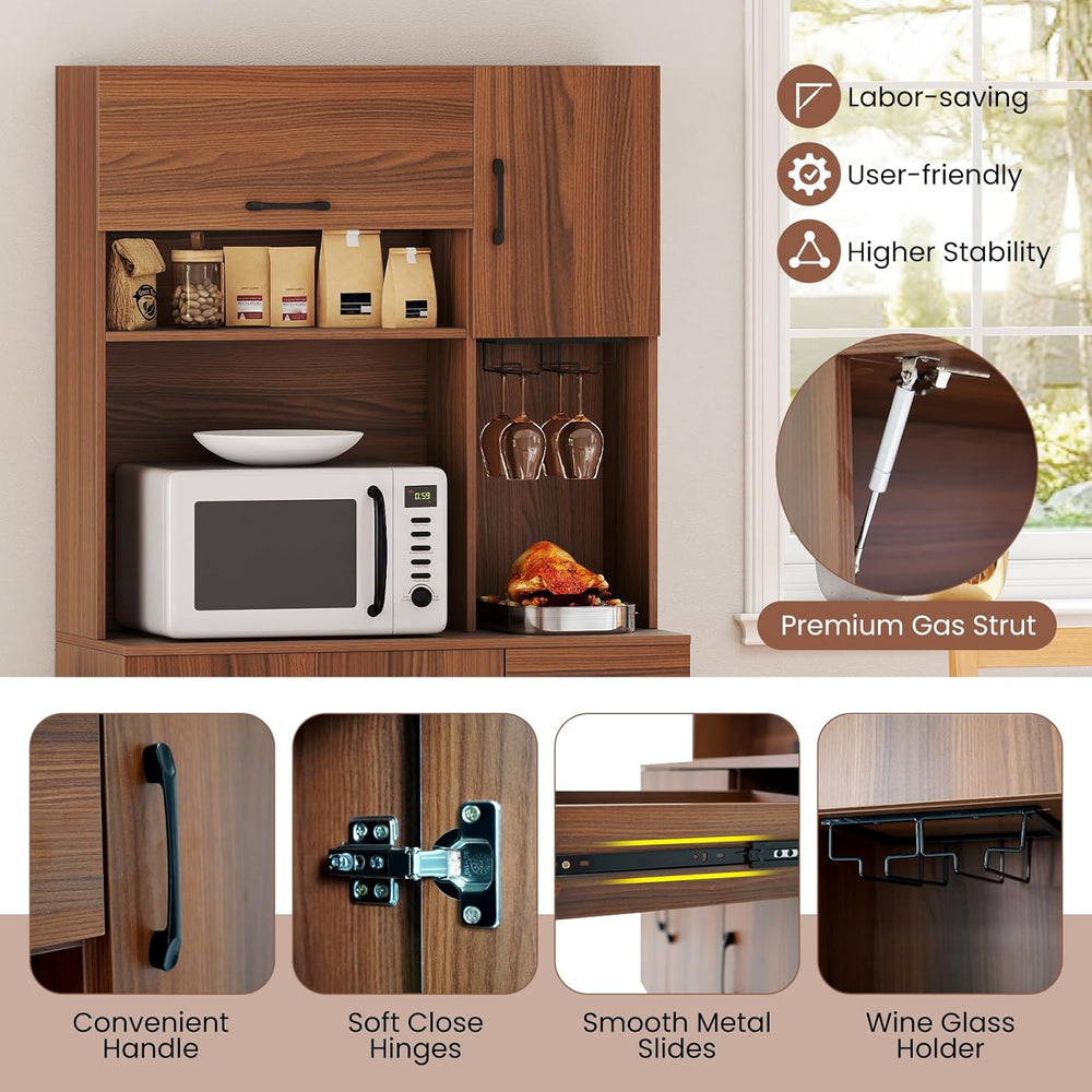 LOKO 66” Tall Pantry with Charging Station, Freestanding Storage Cabinet with...