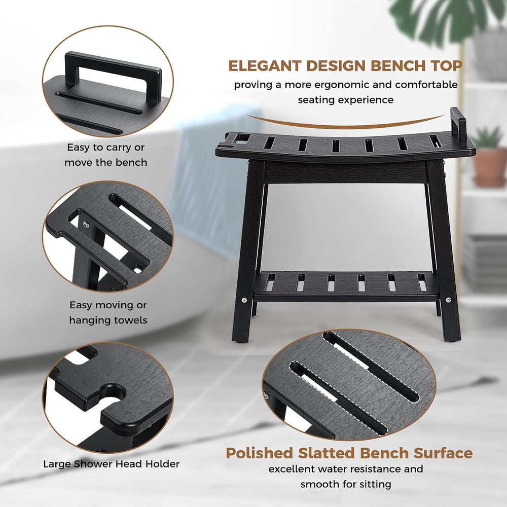 FLyjoe 24 INCH Extra Large Shower Bench for Inside Shower Shaving Legs, Water...