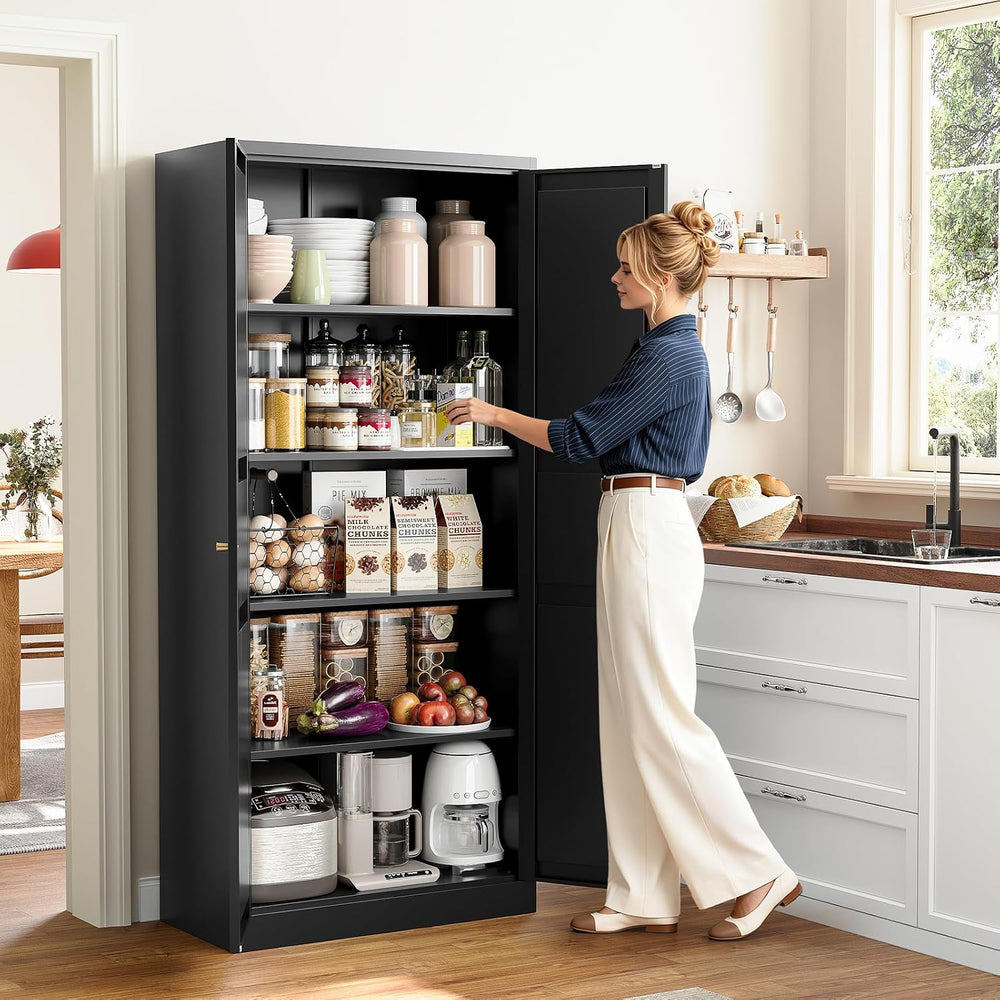 Yizosh Metal Storage Cabinet with 2 Doors and 4 Adjustable Shelves - 71"...