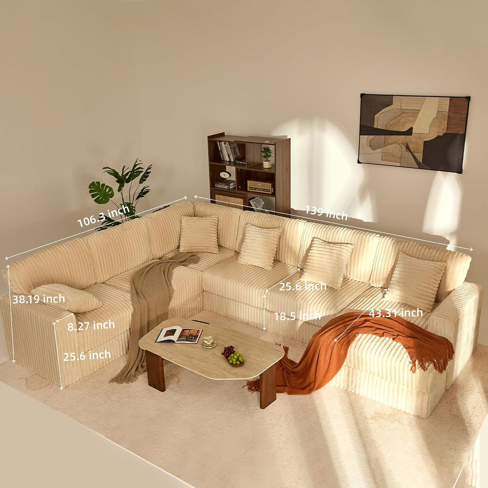 GOSUHI 139" U-Shaped Cloud Couch, Modular Sectional, Deep Seats, White |...