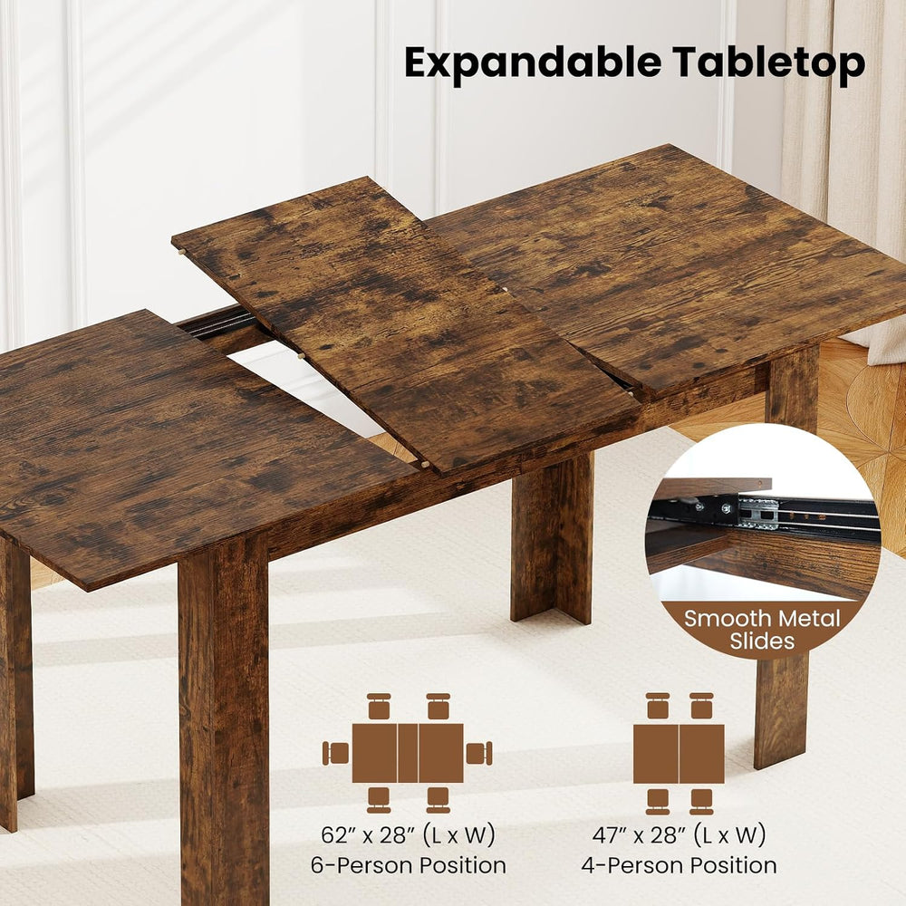 Giantex Extendable Dining Table for 4/6/8, 47"-62" Farmhouse Kitche...