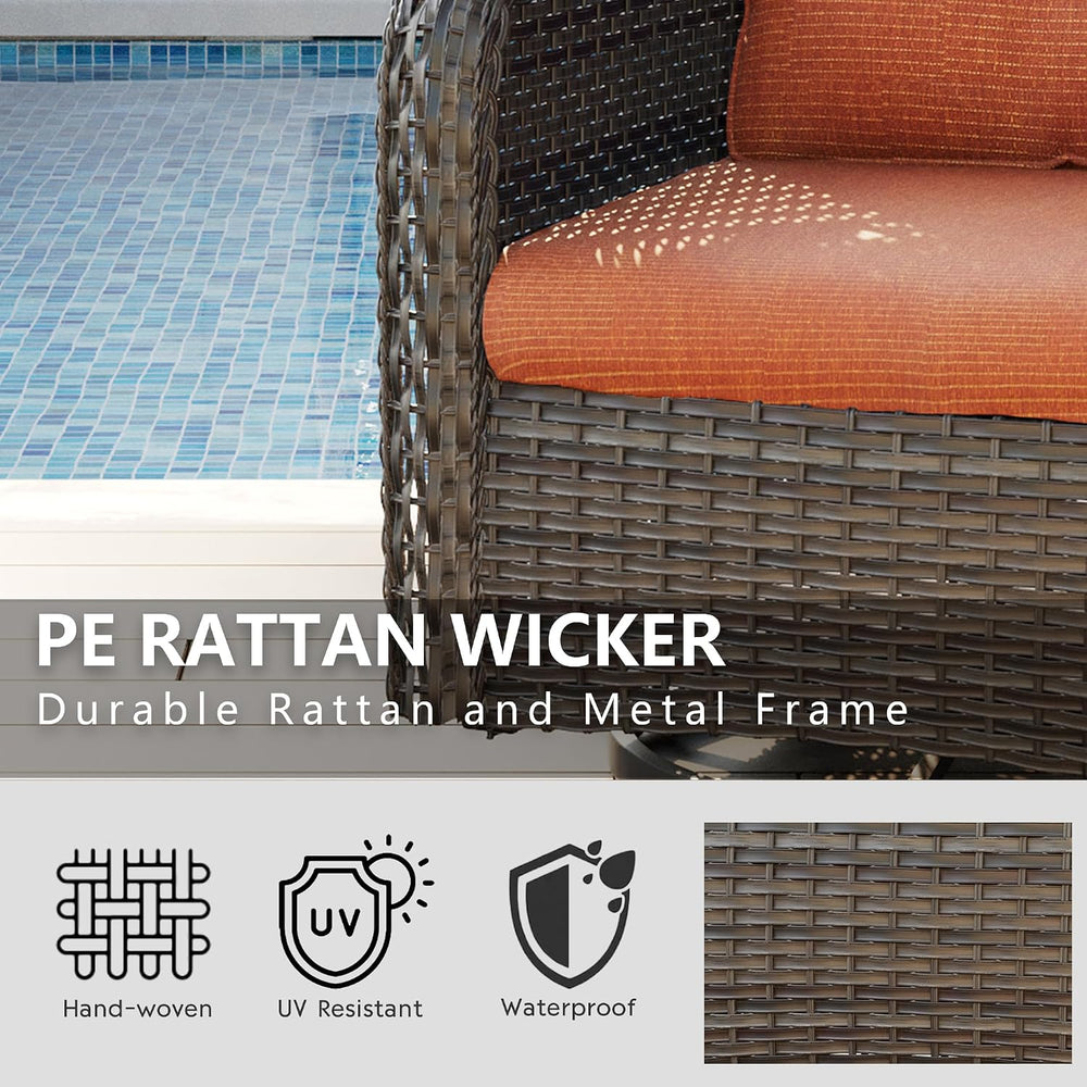 Outdoor Swivel Rocker Patio Chairs Set of 2 - Outdoor Wicker Swivel Glider Ch...
