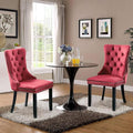 Velvet Upholstered Dining Chairs Set of 2, Modern Style Kitchen Side Chairs with Nailhead Trim and Wood Legs,Metal Pulling Ring for Dining Room Living Room(Wine Red,Set of 2)