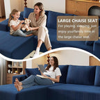 96" Modular Sectional Couch, Boneless L Shaped Cloud Sofa with Chaise Lounge, Corduroy Upholstered Couches Memory Foam Deep Seat, No Assembly Required, Ideal for Living Room(Blue, Left Facing)