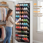 Over the Door Shoe Organizer for 20-30 Pairs, 10-Tier, Black