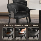 Modern Dining Chairs Set of 4, Upholstered Faux Leather Kitchen Side Chairs with Curved Open Back, Easy Assembly for Dining Room, Restaurant, Cafe, Black