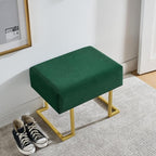 Modern Style Bedroom Single Seat Bench, Cushioned Bed end Stool, Living Room Sofa Stool, Footstool with Golden Iron Legs, Suitable for Bedroom and Living Room (Dark Green, 21.65"x15.74"X16.53")