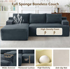 96.1" Modular Sectional Sofa Couches L-Shape Couch 3 Seat Modular Sofa Corduroy Memory Foam Sectional Boneless Couches for Living Room, Cloud Couch with Oversized Chaise(Dark Gray, Left Facing)