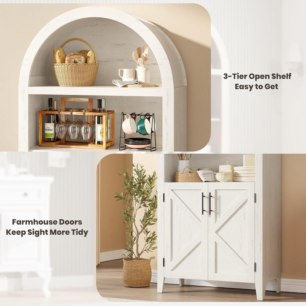 Garvee Arched Cabinet with Doors, 5-Tier Kitchen Pantry Cabinet with Adjustab...