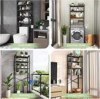 Over-The-Toilet Storage Rack, 4-Tier Bathroom Organizer Shelf Over Toilet with Adjustable Shelf and Basket, Freestanding Space Saver Bathroom Shelves Above Toilet for Room (Pure Black)