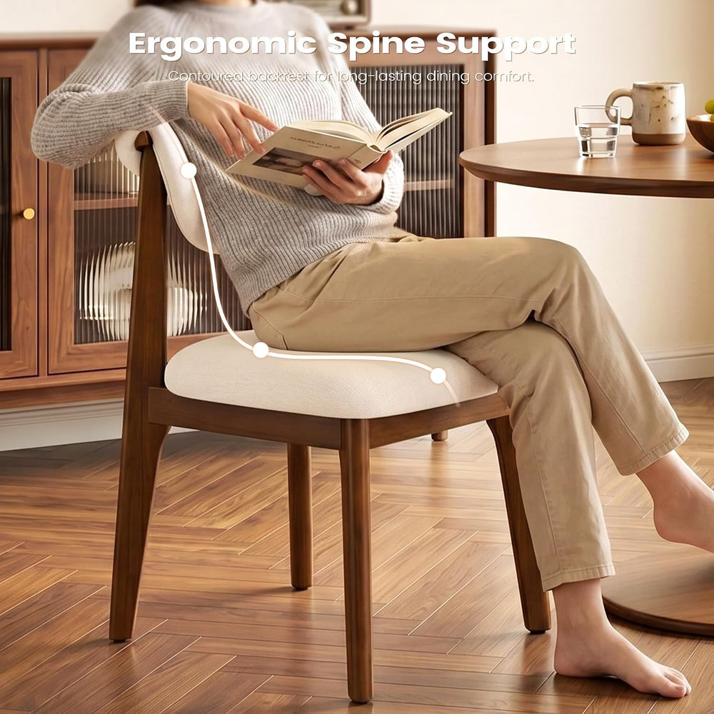 Dining Chairs Set of 6, Solid Rubberwood Kitchen Chairs with Lumbar Support H...