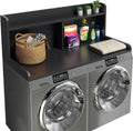 2-Tier Washer Dryer Countertop, 18.5" Raised Height Laundry Countertop with Edge Rails and Non-Slip Pad, 54"W x 27.55"D Washer and Dryer Topper for Laundry Room Storage Organization (Black)