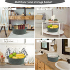 COMFY-HOMI Round Rope Basket with Handles for Shelves,Toys,Book, Cloth Storage Baskets for Organizing Toy Decorative Organizer for Living Room, Bathroom