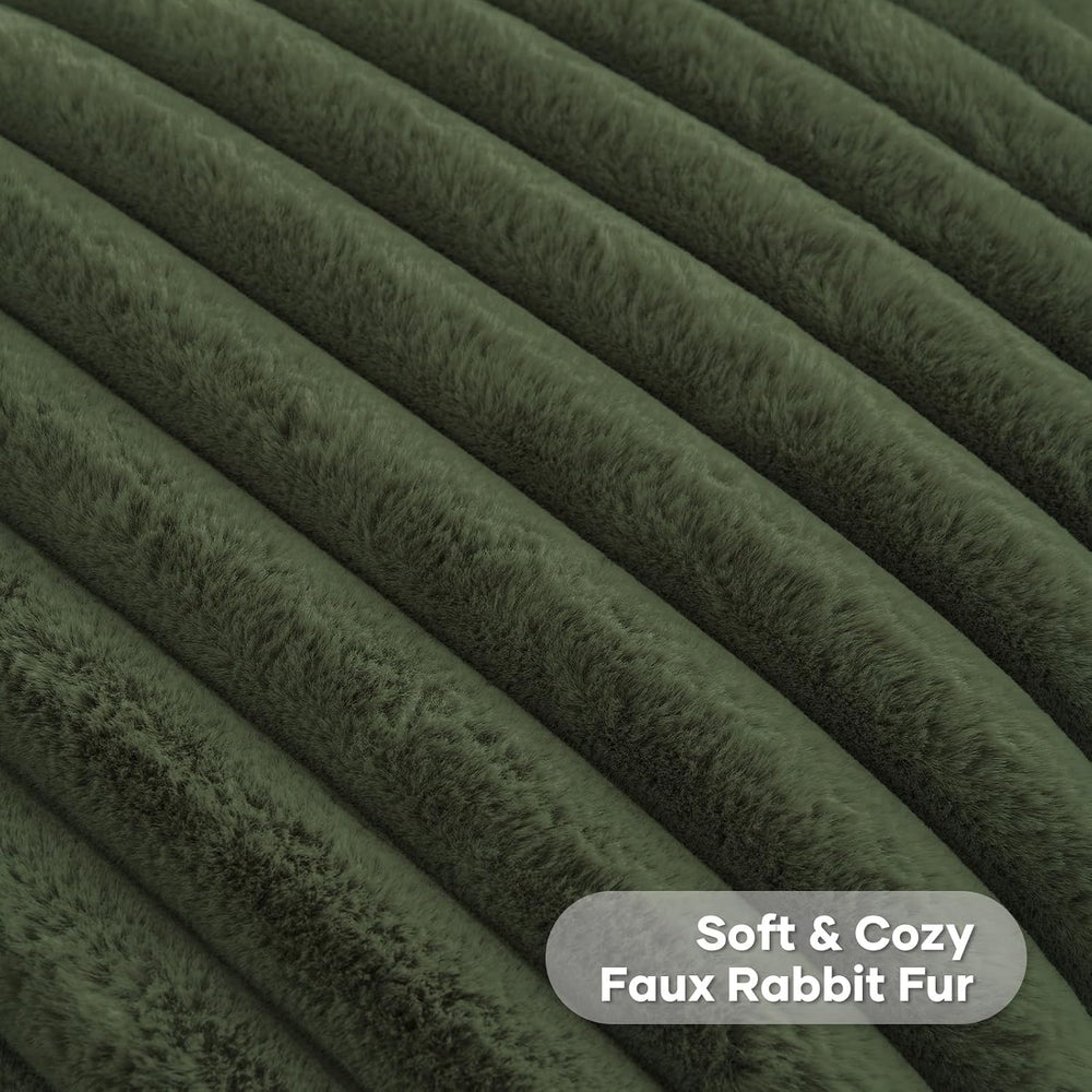 FUTEI Pack of 2 Faux Fur Throw Pillow Covers 28x28 Inch, Olive Green