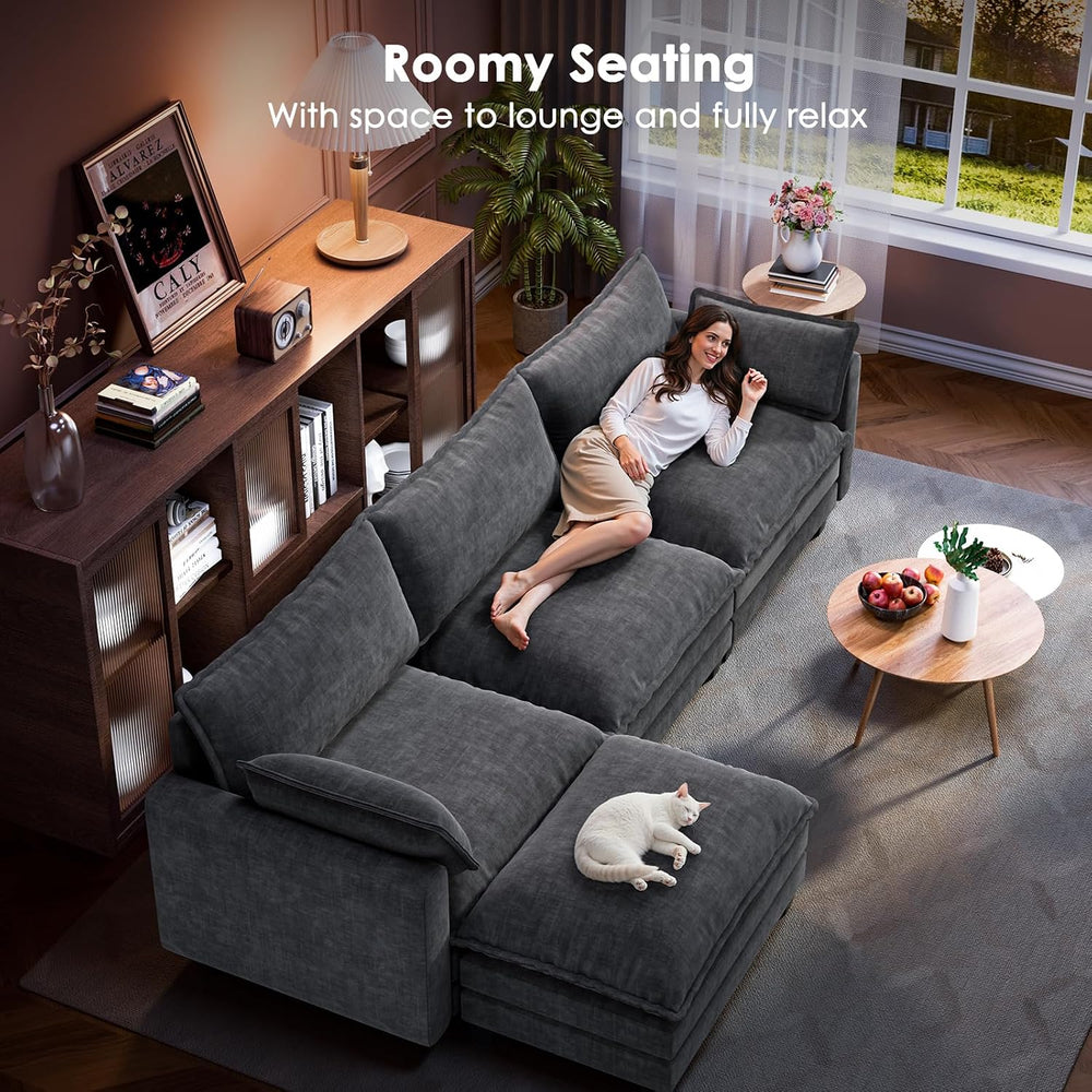 Marsail 110.6" Modular Sectional Sofa, 5-Seat Chenille Couch with Deep S...