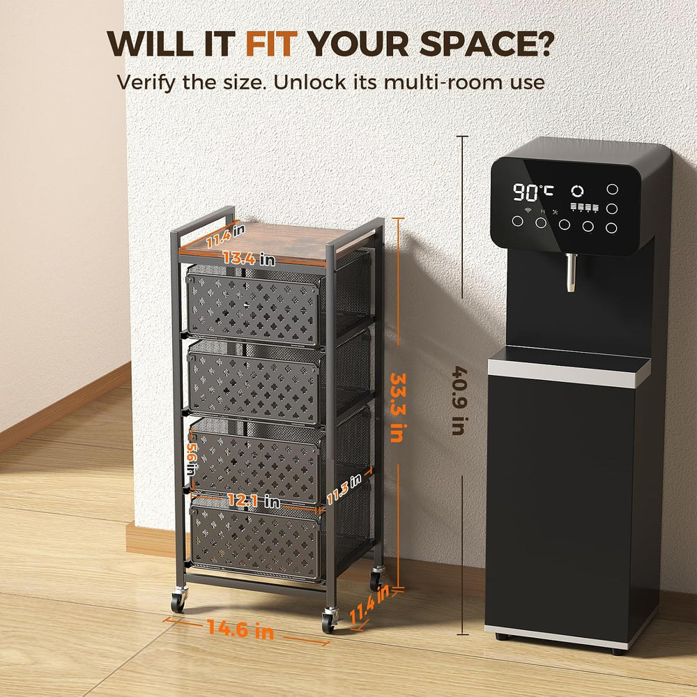 5 Tier Kitchen Storage Cart with Wheels, Utility Fruit Vegetable Storage Rack...