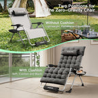 Oversized Zero Gravity Padded Chair XXL 33In Reclining Camping Lounge Chair | w/Removable Cushion & Headrest & Upgraded Lock & Footrest & Cup Holder Foldable Recliner for Indoor Outdoor,500LBS Capacity