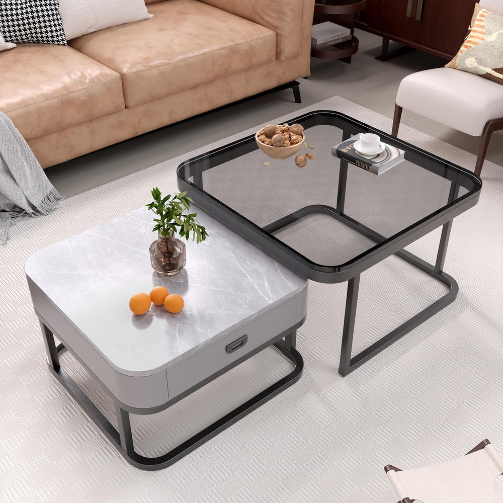 Jerry & Maggie Ø 27.5" Tempered Glass Coffee Tables for Living Room ...