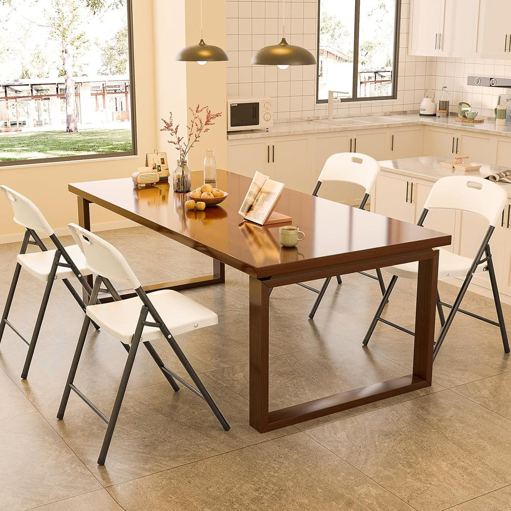 Bonnlo 10-Pack White Plastic Folding Chairs, Portable Seat with Sturdy Steel ...