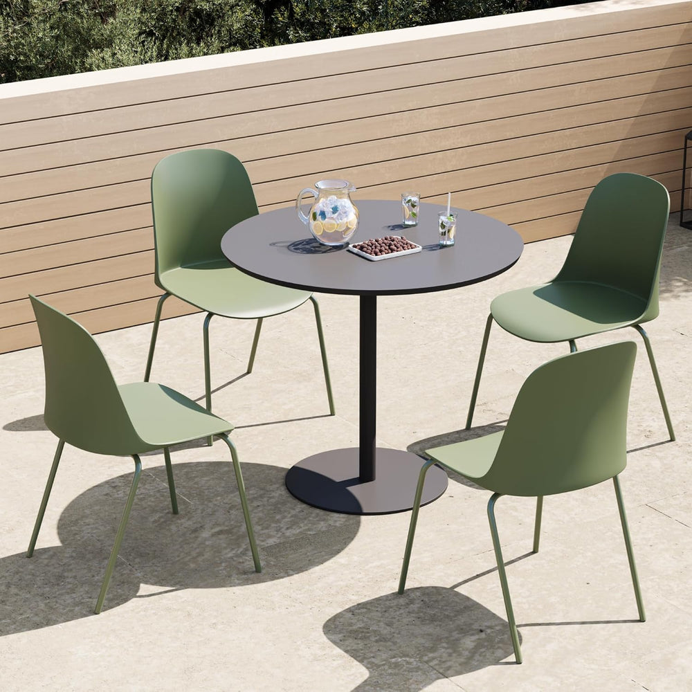 KISLOT Dining Chairs Set of 4, Plastic Outdoor Dining Room Chairs with Metal ...
