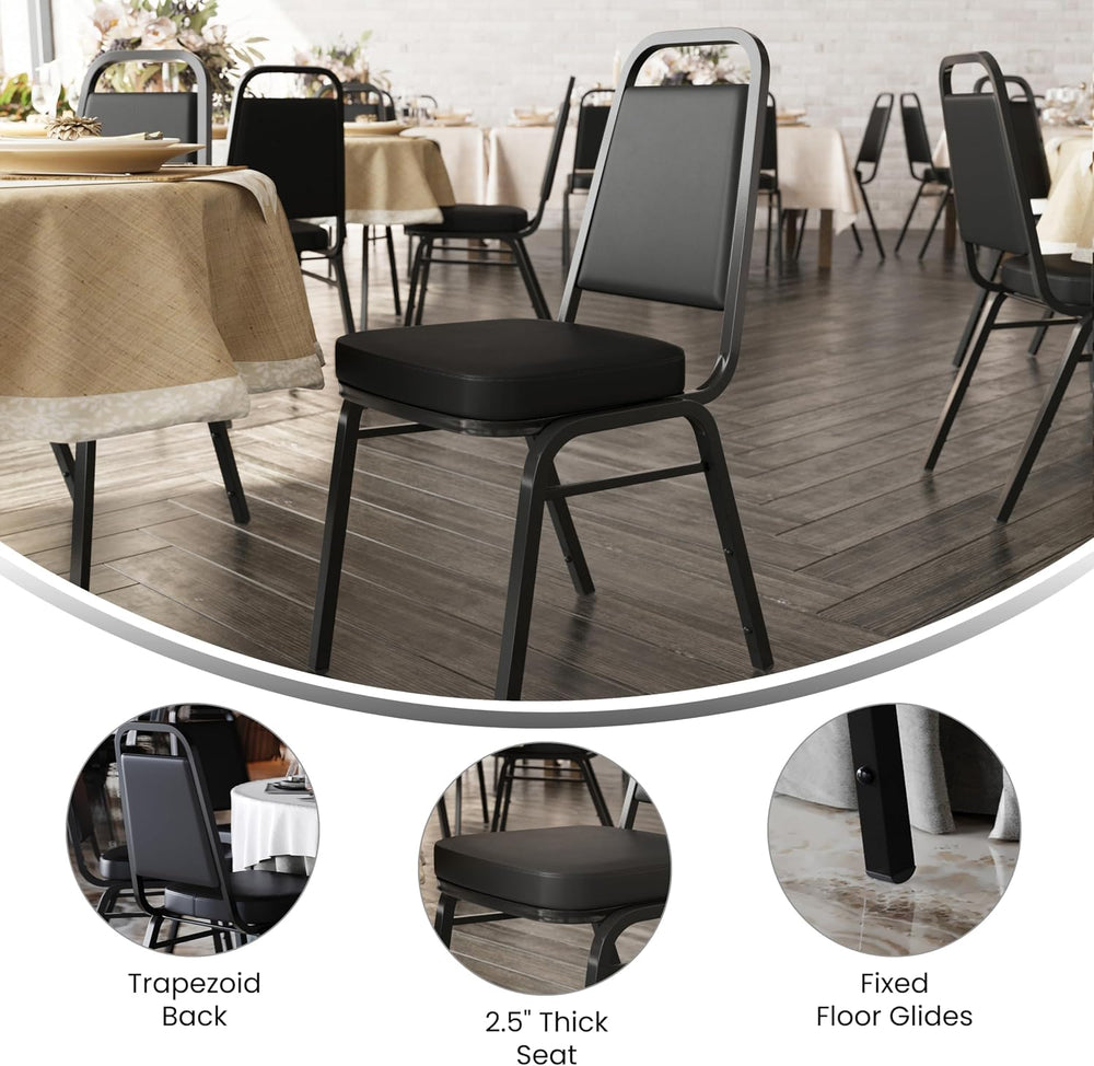 Flash Furniture Hercules Vinyl Banquet Chair, Black, 4-Pack
