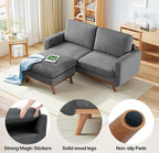 Vesgantti 68" Loveseat Sofa with Movable Ottoman, Comfy Corduroy Couch with Spring Cushion, Sofa Couch with Solid Wood, Modern Office Sofa with Deep Seat for Living Room and Bedroom, Dark Gray