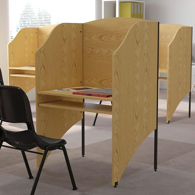Flash Furniture Kevin Starter Study Carrel in Oak Finish