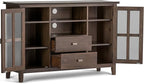 SIMPLIHOME Artisan SOLID WOOD 53 Inch Wide Transitional TV Media Stand in Natural Aged Brown for TVs up to 60 Inches, For the Living Room and Entertainment Center