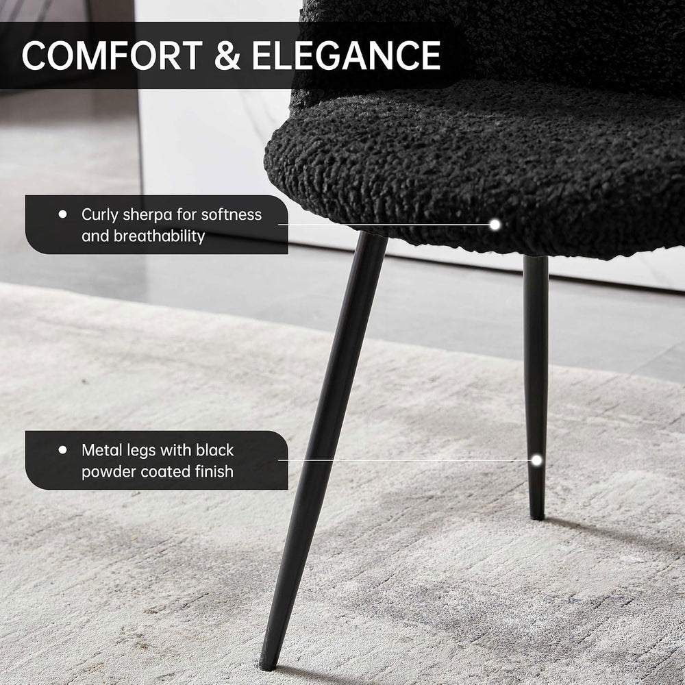 NORDICANA Accent Chairs Set of 2, Fuzzy Sherpa Dining Chairs with Barrel Back...