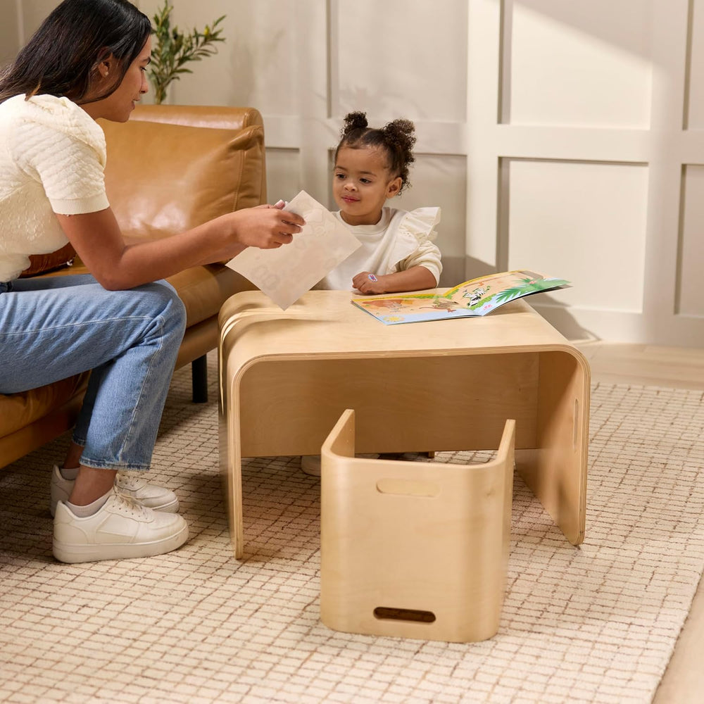 Back2School Express Bentwood Adaptable Table & Chairs Set, 3-Piece, Natur...