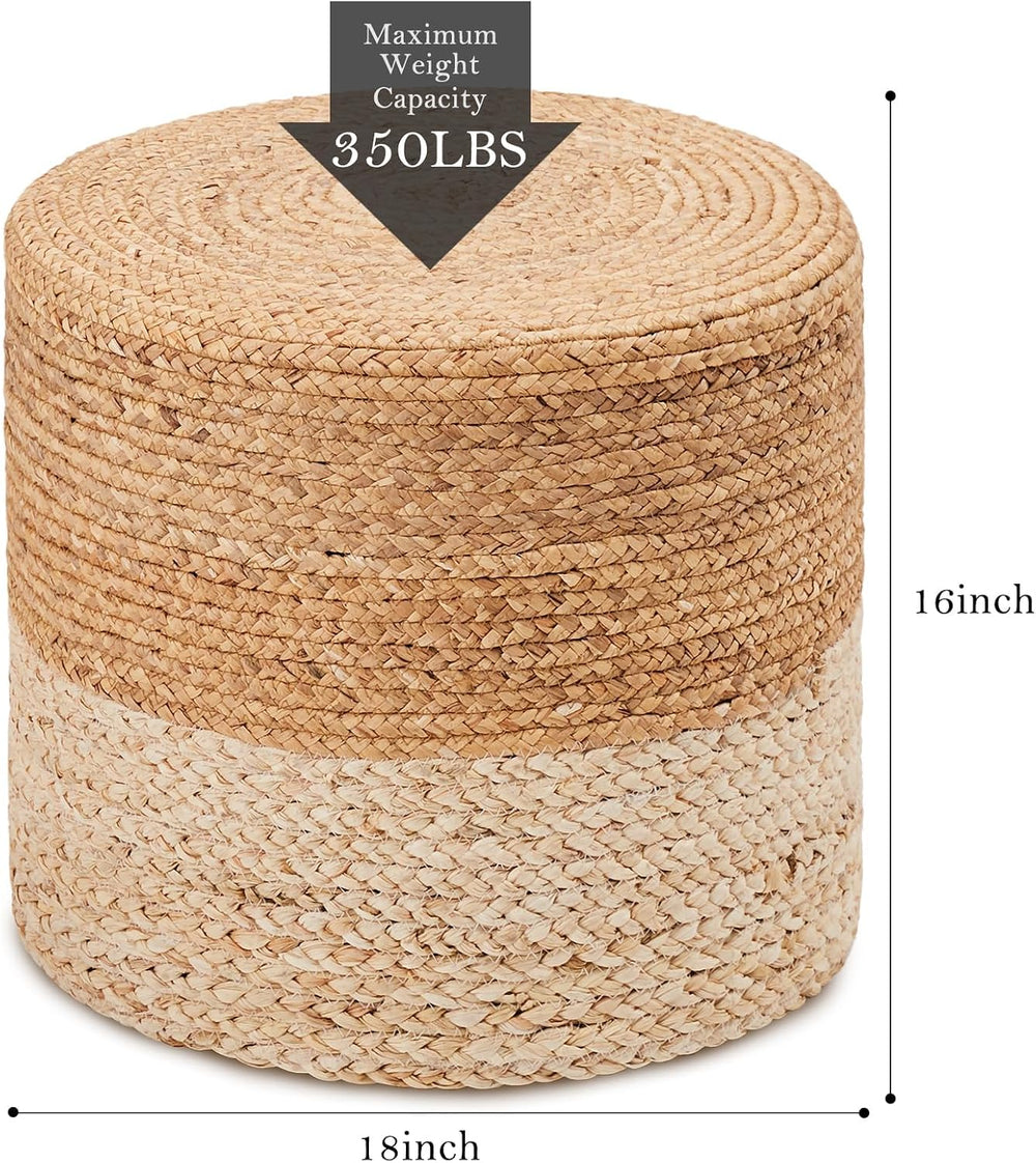 Wimarsbon 2Pcs Pouf Ottomans, Natural Seagrass Foot Stool, Hand Weaving Round...