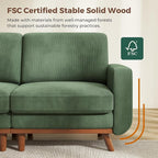 Vesgantti 97" L-Shape Modular Sofa, 3-Seat Corduroy Couch with Movable Ottoman, Sectional Sofa for Living Room, Green