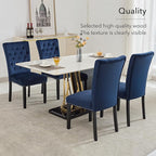 Velvet Dining Chairs Set of 4, Upholstered Dining Room Chairs with Wooden Legs & Nailed Trim, Parsons Kitchen Chair 350 LBS Capacity, Blue