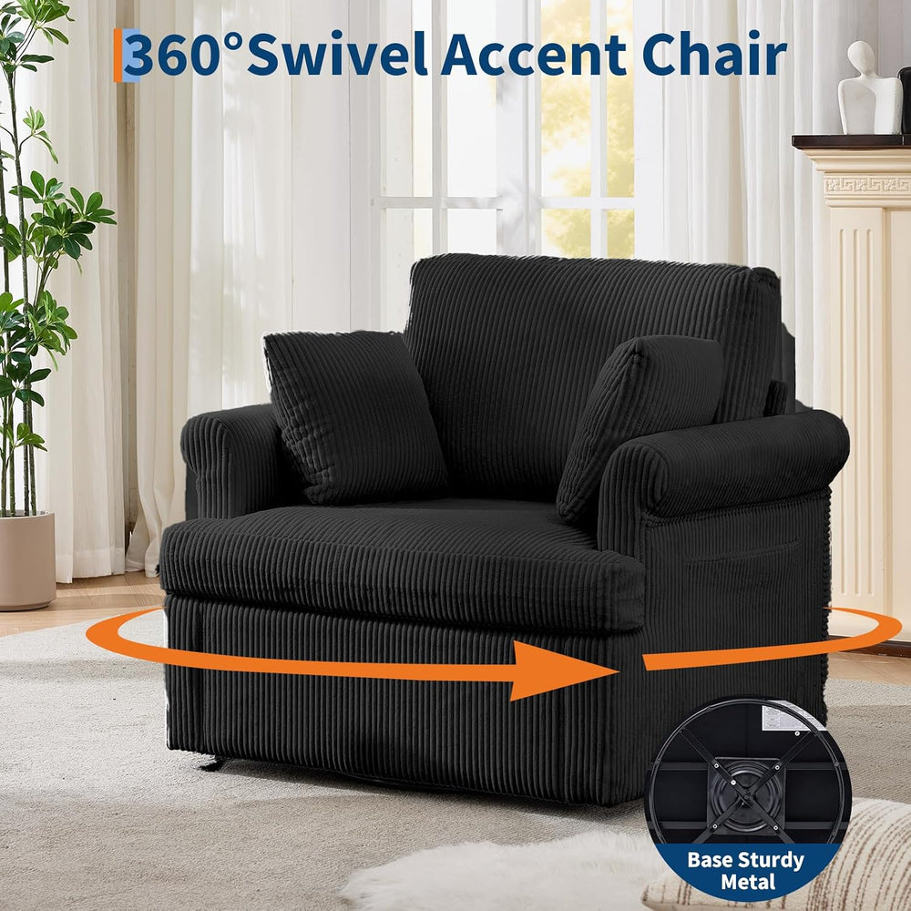 Garvee 39" Modern 360 °Swivel Accent Chair,Large Corduroy Accent Chairs ...