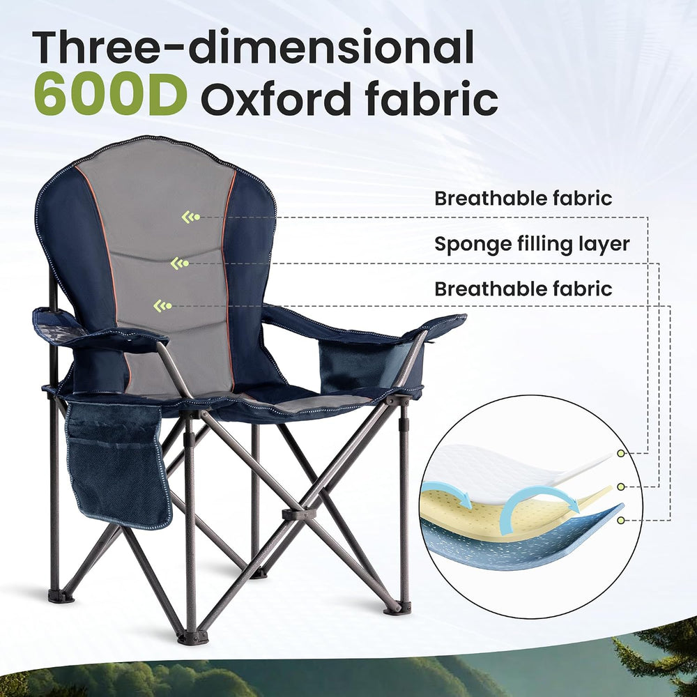 Oversized Camping Chair Heavy Duty- Portable Folding Chair, Cup Holder & ...