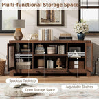 Garvee Farmhouse TV Stand for 55 Inch TV, Entertainment Center with Acrylic Door & Adjustable Shelves, Sideboard Buffet Storage Cabinet for Living Room Bedroom, Rustic Brown