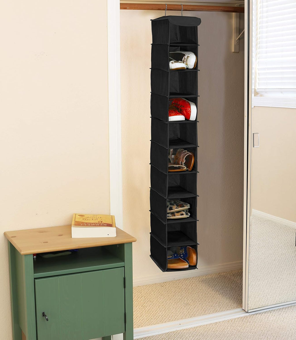 Simple Houseware 10 Shelves Closet Hanging Shoe Organizer, Black