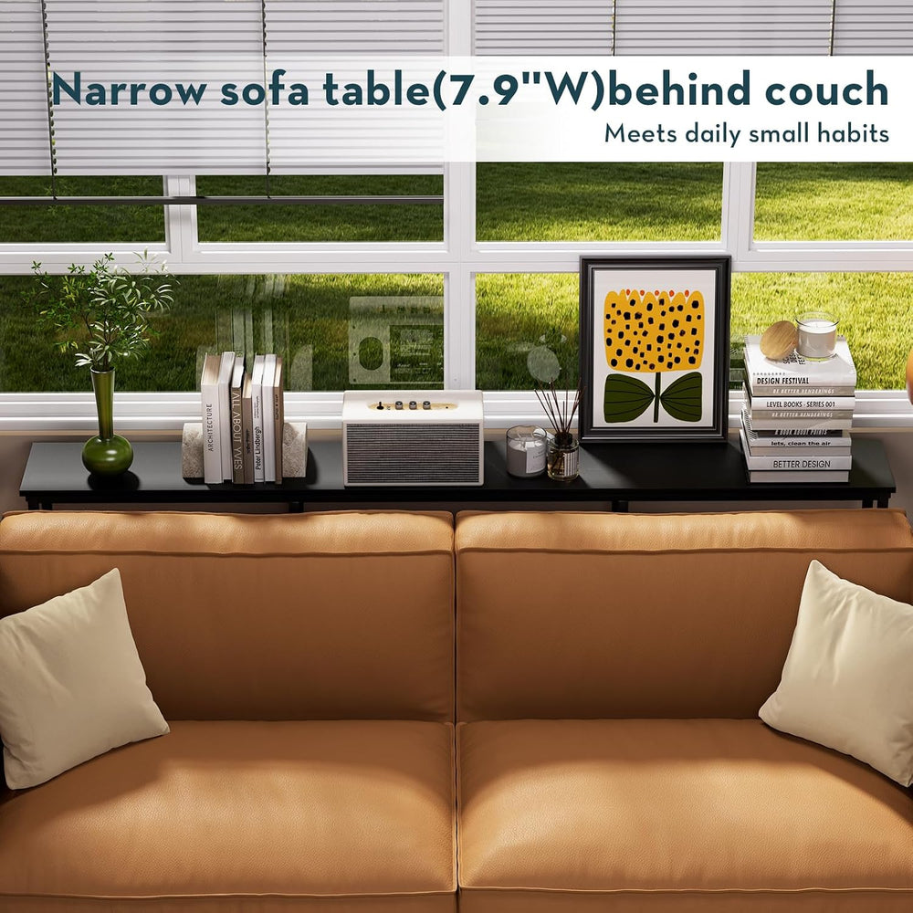WOHOMO 63 in Entryway Table Modern Sofa Table with Shelves Black