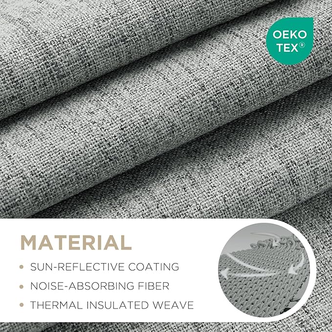 Joydeco Blackout Curtains for Bedroom - 100% Light Blocking 2 Panels Light Grey Drapes 42"W x 108"L, Thermal Insulated Room Darkening Curtains, Linen Textured for Living Room, Rod Pocket & Back Tabs