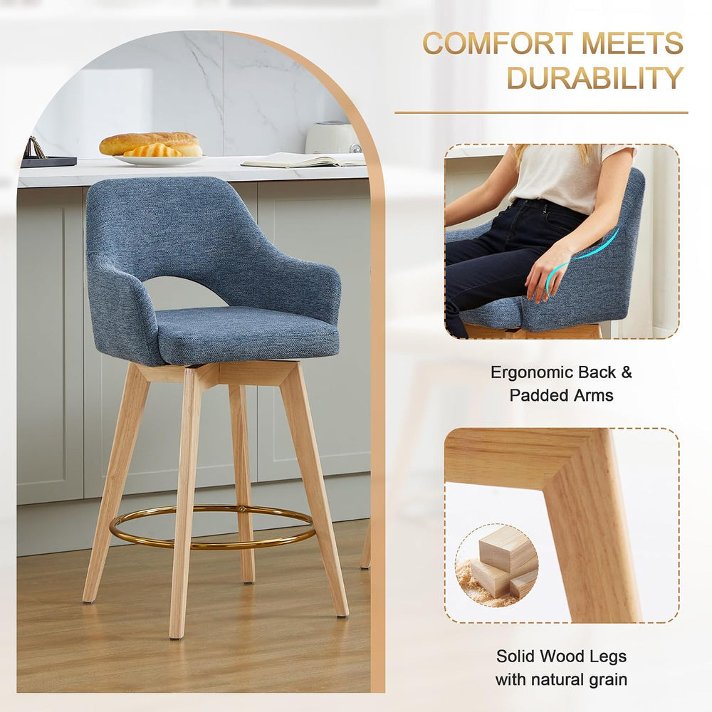 Zesthouse Swivel Counter Stools Set of 4, Wooden Counter Height Bar Stools | ...