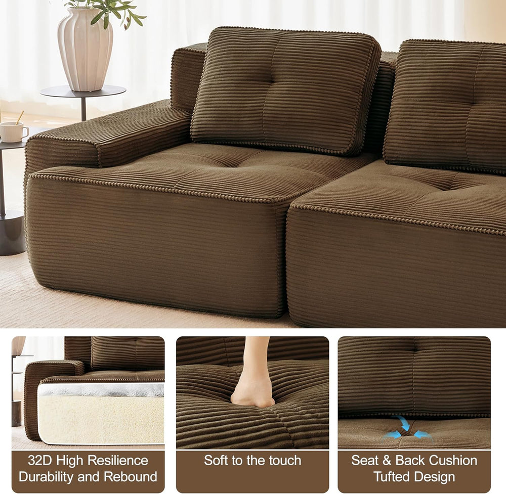 Oversized Modular Sectional Sofa, Modern V Shaped Corner Couch with Ottoman, ...