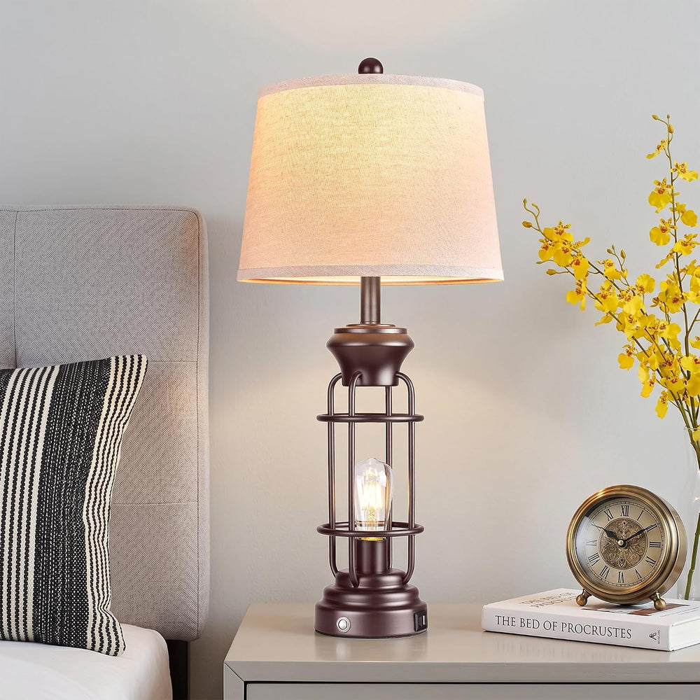 Reaketon Farmhouse Table Lamps for Living Room Set of 2, 28" Dimmable To...