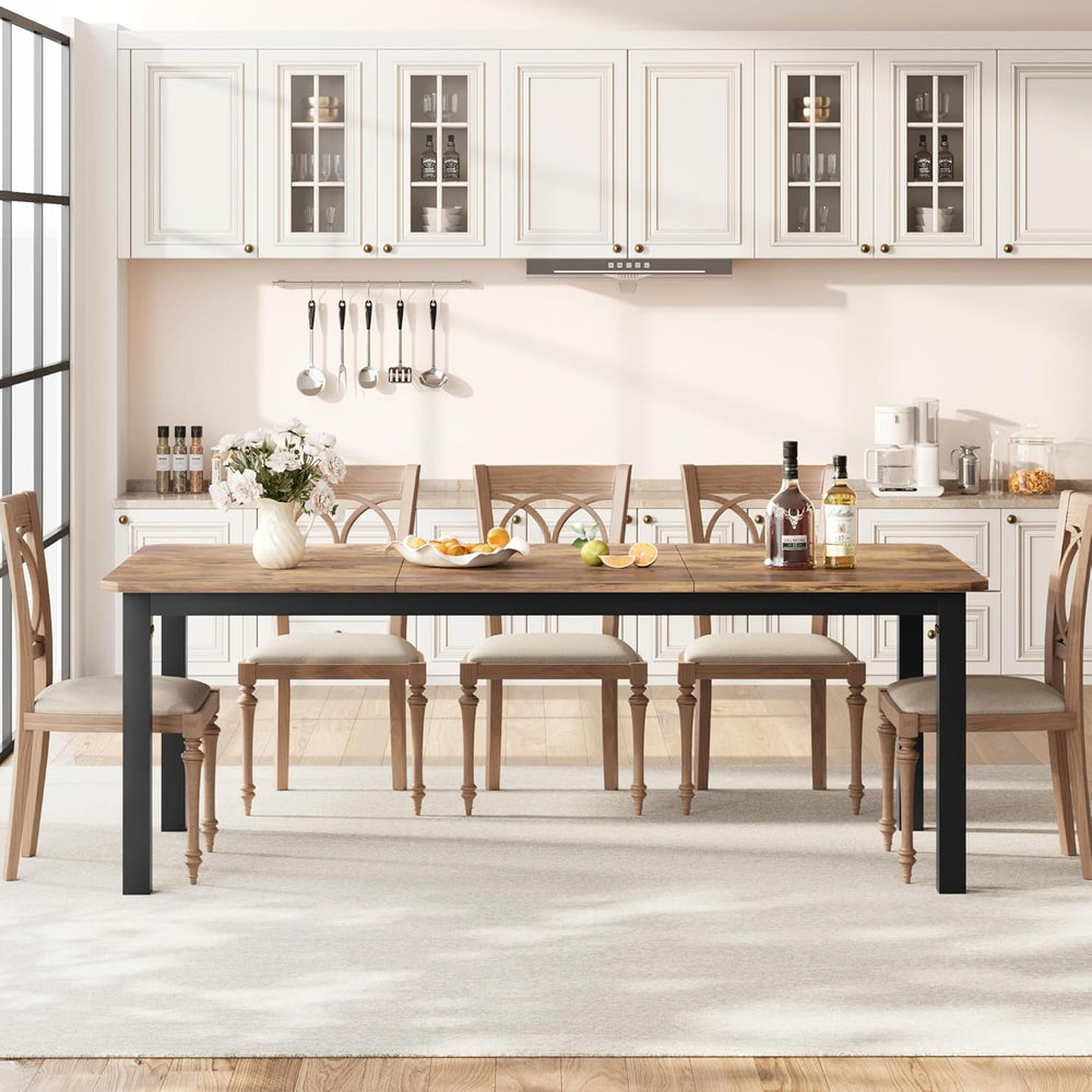 78.7" Industrial Dining Table for 6-8, Vintage Kitchen Table with Sturdy...